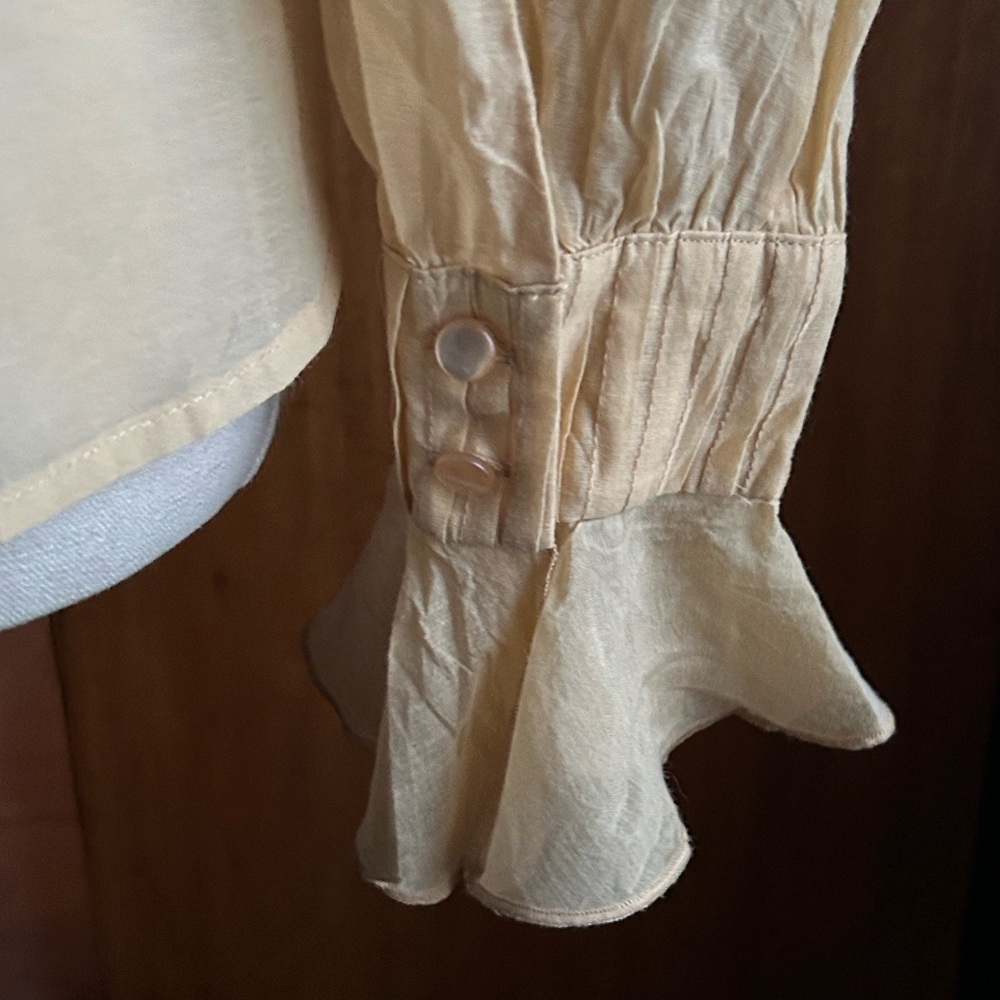 Oscar de la Renta Sheer Cotton/Silk Romantic Pintuck Ruffle Blouse, NWT - Picture 5 of 9